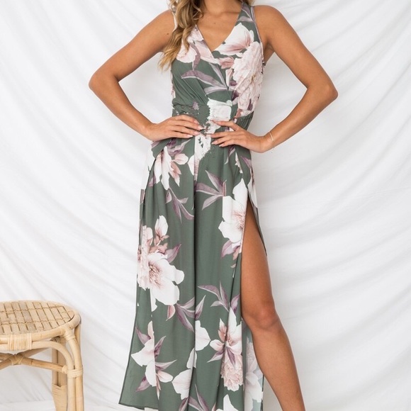 Pants - Floral open cut jumpsuit bow tied open back summer